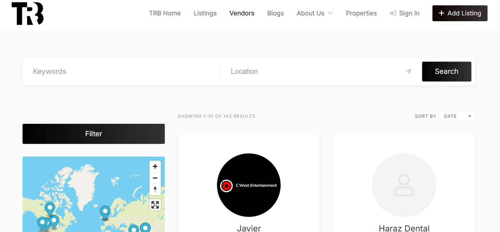 The Rental Bazaar vendor dashboard